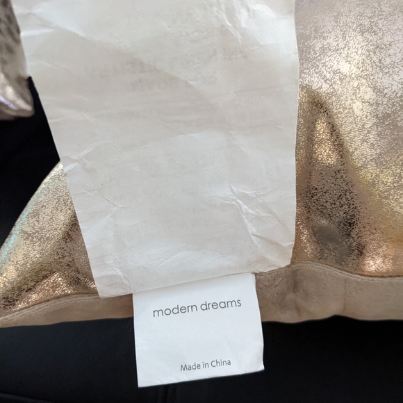 NEW Throw Pillows/Cushions Pair 16in Square, Gold foil,  NWOT - Picture 2 of 3